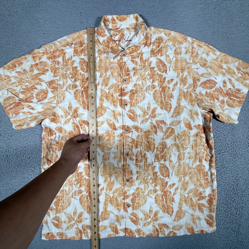 Tommy Bahama Shirt Mens XL Orange Floral Hawaiian 100% Silk Casual‎ Preppy Loose - Picture 5 of 11